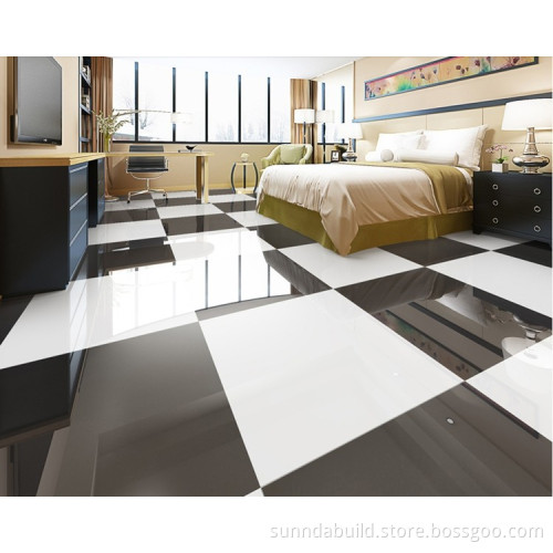 Sunnda Luxury Pure Black Polished Porcelain Flooring Discontinued Tile